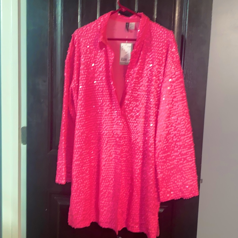 H&M sequin pink shirt/dress